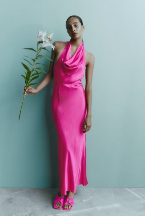 Fashion Silk Satin Midi Sexy Dress