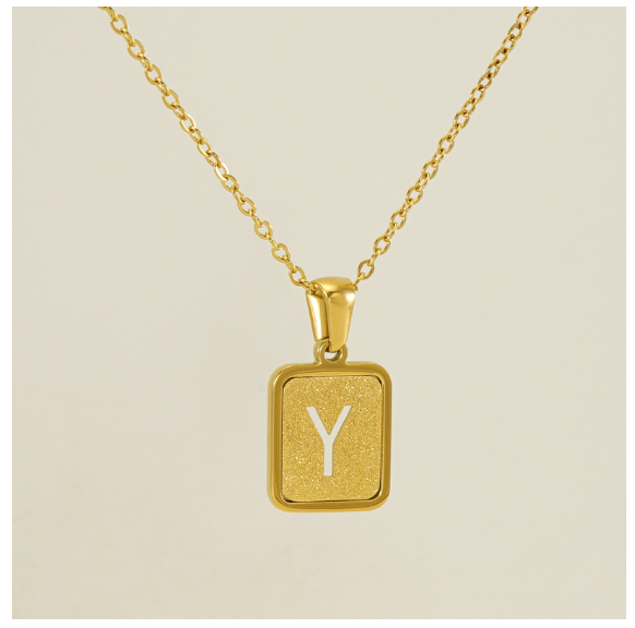 Fashionable 18K Stainless Steel Hollowed Out 26 Capital Letters Necklace for Womens Titanium Steel Letter Pendant Collarbone Chain Y