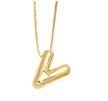 Fashion 26 Letter Pendant Gold Plated Necklace Style Versatile Collar Chain Women's Friends Commemorative Jewelry Accessories Gift V