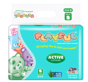 Playful Baby Diaper Active Clothlike Small 15'S