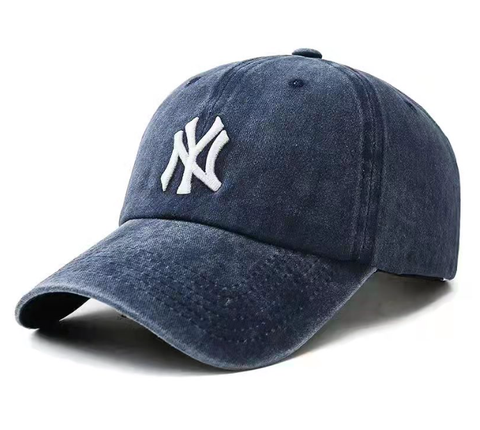 Korean retro denim wash letter baseball cap trendy men's and women's sunscreen soft top cap