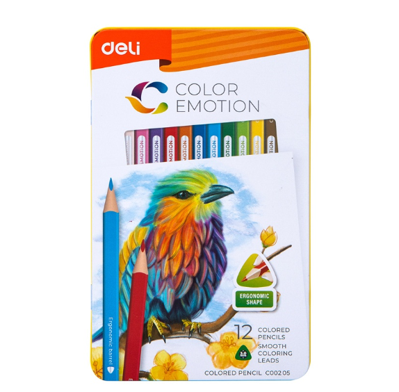 Deli 12 Color Pencil Smooth Color Iron Box Color Lead EC00205