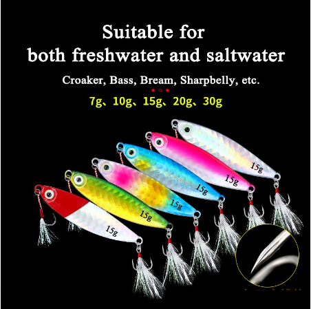 Metal Fishing Lure 7G 10G 15G 20G 30G Fishing Bait With Double Hook Configuration Sea Game Lure Fishing Accessories