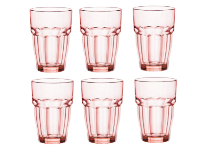 Bormioli Rocco Rock Bar Lounge Peach Tumbler 37cl 6pcs Drinking Glass Set