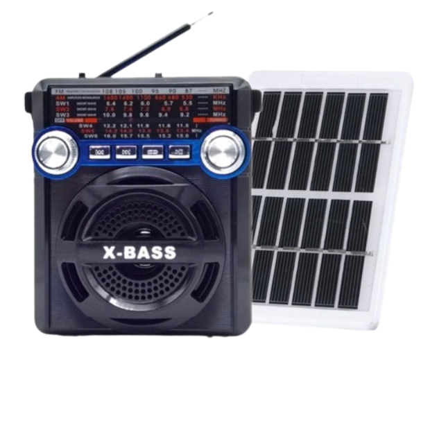 XBass Am-058s AM/FM 3-Band Rechargeable Radio receiver with Antenna ,Flashlight and Solar Panel