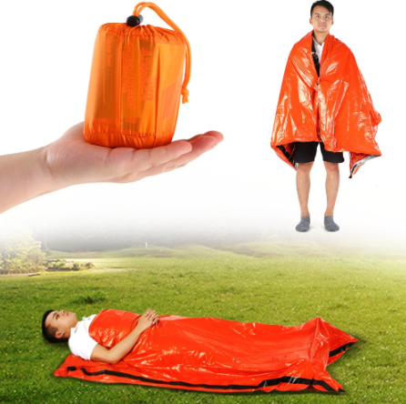 Portable Lightweight Outdoor Emergency Sleeping Bag with Drawstring Sack for Camping Travel Hiking