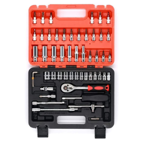 53Pcs. Tool Set Vehicle Multifunctional Wrenches Chrome Vanadium Steel Auto Car Repair Tool Box Set