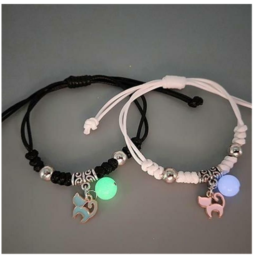 2Pcs Glow in the Dark Luminous Bracelet For Women Adjustable Fashion Women Men Couple Bracelet Best Friends Bracelets B42