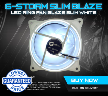 G STORM BLAZE SLIM 120mm PC CPU Computer Case Cooling Fan (SNOW WHITE)