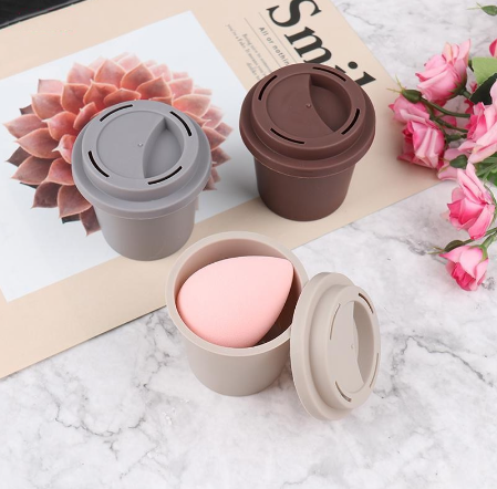 Sparkle Korean Makeup Blender Sponge with Coffee Cup