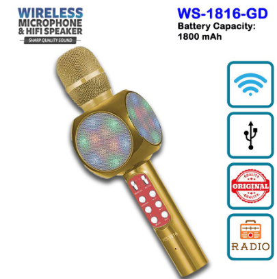 BOMGE WS858 Wireless Karaoke Microphone Portable Bluetooth KTV Music Singing Speaker Microphone