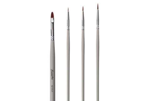 SeamiArt 4pcs Nail Brush Hook Line Painting Brush Set for Watercolor Oil Acrylic Gouache