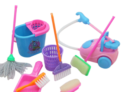 9Pcs/Set Pretend Play Toys Cleaning Tool Doll Barbie Accessories for Kids Girl