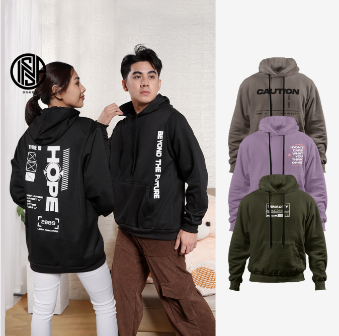 INSPI Typographic Hoodie Jacket for Men with Pockets Korean Style Printed Pullover Unisex Hoodies