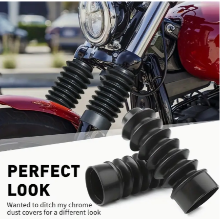 2pcs 120mm Motorcycle Fork Covers Front Rubber Gaiters Gators Shock Boots For Harley For Sportster XL883 For XL1200/ Dyna FXD Powersports Fork Guards