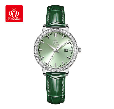 Fate Love Watch For Women Waterproof Leather Strap Stainless Steel With Box Original Quartz Luminous Authentic Fashion Watches GREEN DIAL GREEN LEATHER STRAP