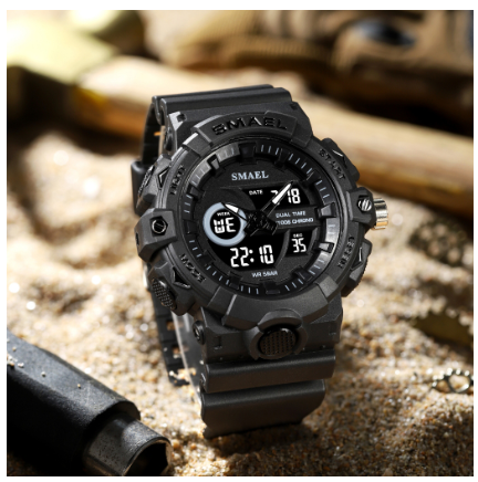 SMAEL Men's Quartz Shockproof Watch Outdoor Sports Multifunctional Military Wrist Watch Waterproof LED Alarm Stopwatch lmported m5