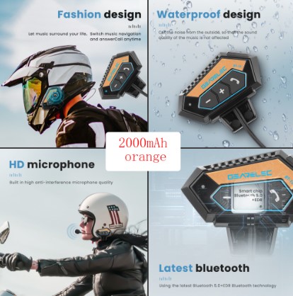 GEARELEC Bluetooth 5.0 Motorcycle Helmet Headset Motorbike Wireless Earphones with Microphone