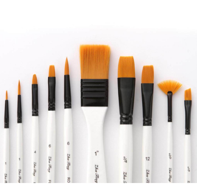 COD/Advanced Wood Acrylic / Oil Painting / Watercolor / Gouache Brush 10 Piece Set