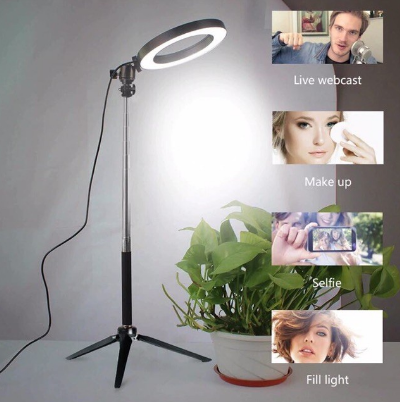 Original Lucky 6”16CM RK-15 Selfie LED Ring Light Photo Studio Photography Dimmable W/ Tripod