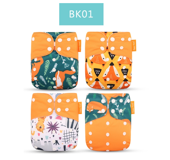 Happyflute 2023 Baby Reborn 4pcs set Washable Eco-friendly Baby Cloth Diaper Ecological Adjustable Nappy Reusable Diaper SET28