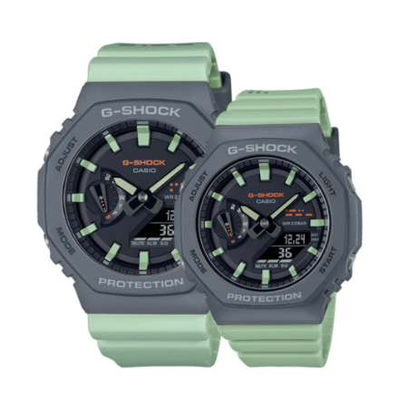 Casio G-Shock Casioak Green Resin Digital Couple Watch For Unisex CLOV-22B-8ADR SET
