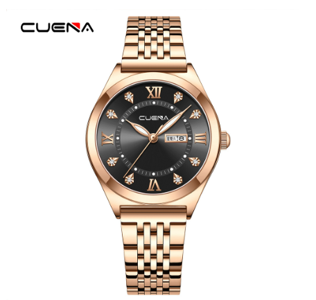 CUENA Women's Watch Fashion Business Elegant Luxury Quartz Stainless Steel Waterproof 6044 W002