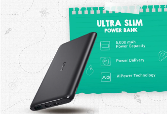 Aukey PB-XN5 5000mAh USB C Slim PowerBank iPhone 12/ iPhone 12 Pro Max, Galaxy S21 and more