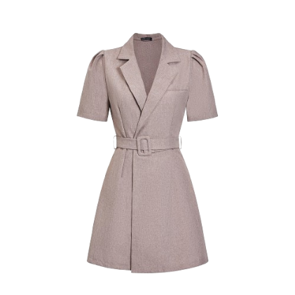 Lovito Women Elegant Plain Belted Dress L74ED180 (Pink)