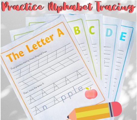 26 Alphabet Practice Tracing Worksheets Toddler Kinder Preschool Home Schooling