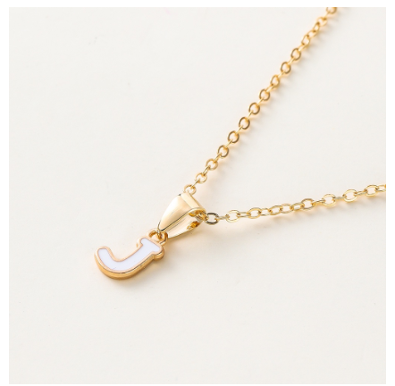 St.kunkka Three-Dimensional Metal English Letter Pendant Necklace Ladies Necklace A-Z for Gift J