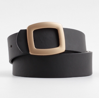 Gold Square Pin Buckle Pu Leather Belts for Women Female Belts Jeans Pu Leather Strap Black Pink Off White Belt