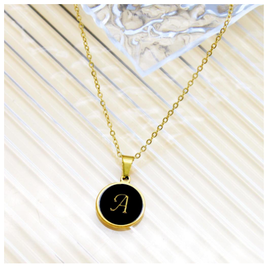 GnG Jewelry Letter A-Z Pendant Black Letter Cursive Design Stainless Steel Necklace For Fashion A