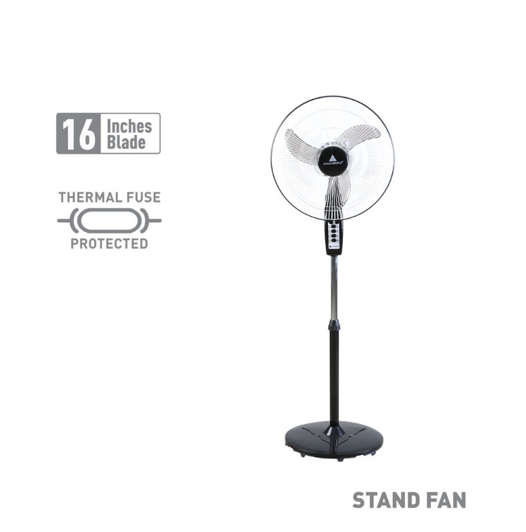 Hanabishi Stand Fan HEB16SF | High Quality 3 Speed Durable Low Noise Electric Fan