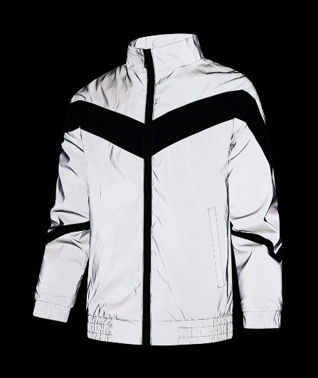 Outdoor Night Running Reflective Clothing Sportswear Suit Jacket Men's Spring And Autumn Stand Collar Loose Reflective Jacket Sports Fitness Clothing Reflective Safety Top Running Clothing Night Runni