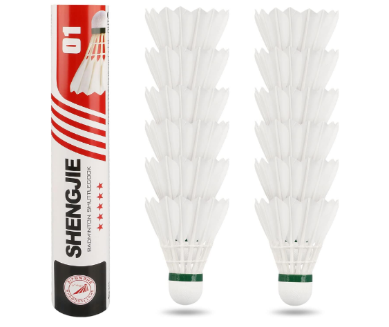 Goose Feather Badminton Shuttlecocks Birdies, 12 Pack Hight Speed Training Badminton Balls with Great Stability for Indoor Outdoor