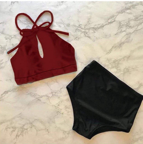 WAIKIKI SWIMSUIT #W002 Two Piece Swimsuit Saxey Swimwear Bikini (Lokal)