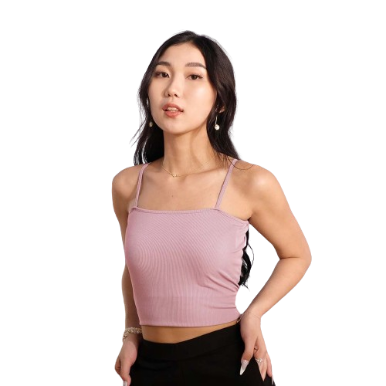 Inspi Chic Trendy Curve Tube Cami Top For Women Korean Sleeveless Shirt Summer Beach Outfit (Old Rose)