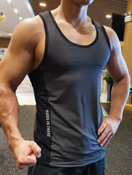 Fitness Men Letter Graphic Racer Back Sports Tank Top