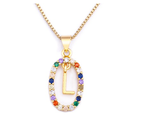 Colorful 26 Letters A - Z Initial Alphabet Pendant Long Chain Necklace Name Jewelry Women Accessories L