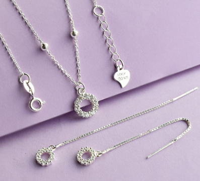 Italy Sterling Silver Round Set