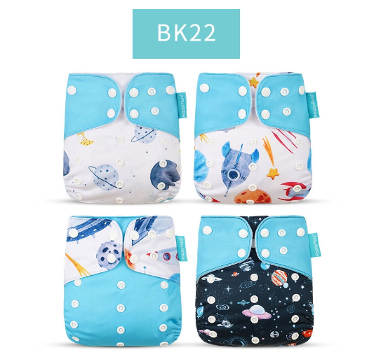 Happyflute 2023 Baby Reborn 4pcs set Washable Eco-friendly Baby Cloth Diaper Ecological Adjustable Nappy Reusable Diaper SET24