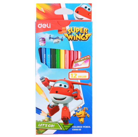 Deli EC00800 Super Wings Color Pencils 12 Colors 1SET