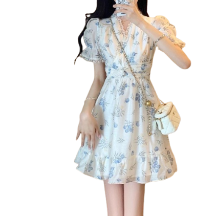 Lovito Women Casual Ditsy Floral Lace A Line Dress LNA38057 (White)