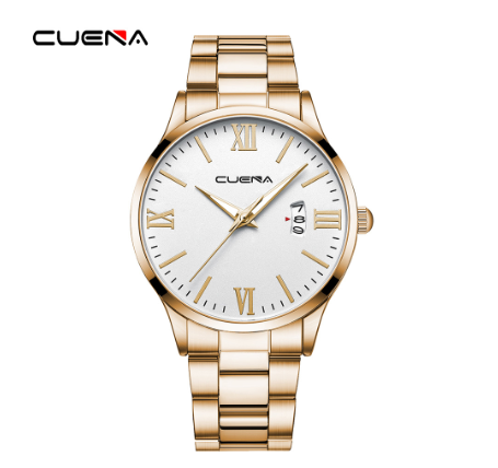 CUENA Original Brand New Men's Watch Simple Luxury Automatic Calendar Fashion Business Sports Stainless Steel Wristband Waterproof Watch 002
