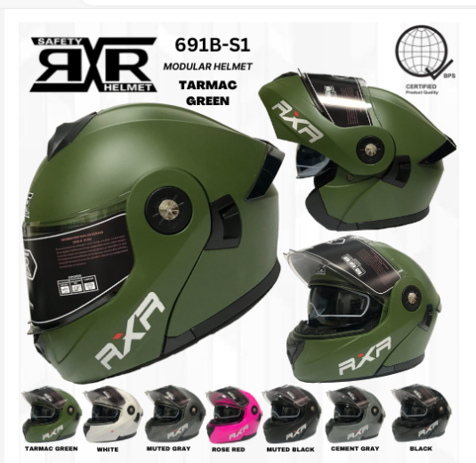 Motorcycle With BPS With ICC RXR 691B-S1 Full face Helmet Modurail Dual Visor