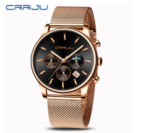 CRRJU Luxury Brand Mens Sport Watches Military Stainless Steel Quartz Waterproof 2266 X M02