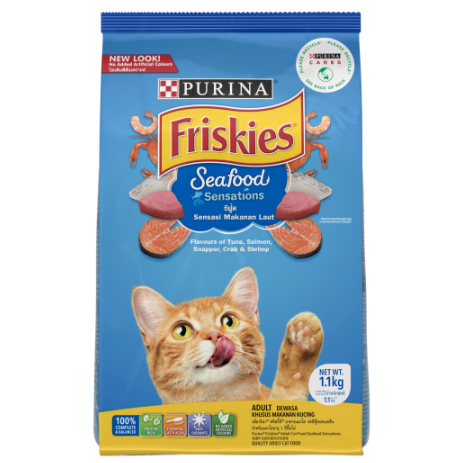 Purina Friskies  Seafood Sensations  Best Dry Cat Food for Adult Cats  1.1Kg