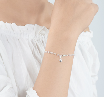 92.5 Italy Sterling Silver Heart Ladies Bracelet