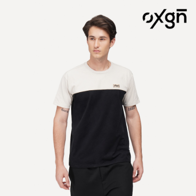 OXGN Color Block Patch T-Shirt For Men (Black/Camel)